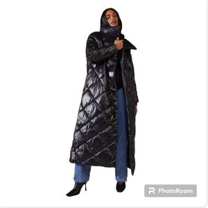 Sz 10 Boohoo Black Oversized Collar Duvet Coat